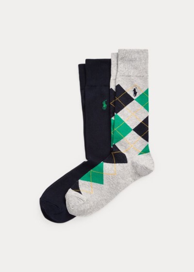 Calcetines Polo Ralph Lauren Hombre Grises - Argyle & Solid 2-Pack - AMTKN3206